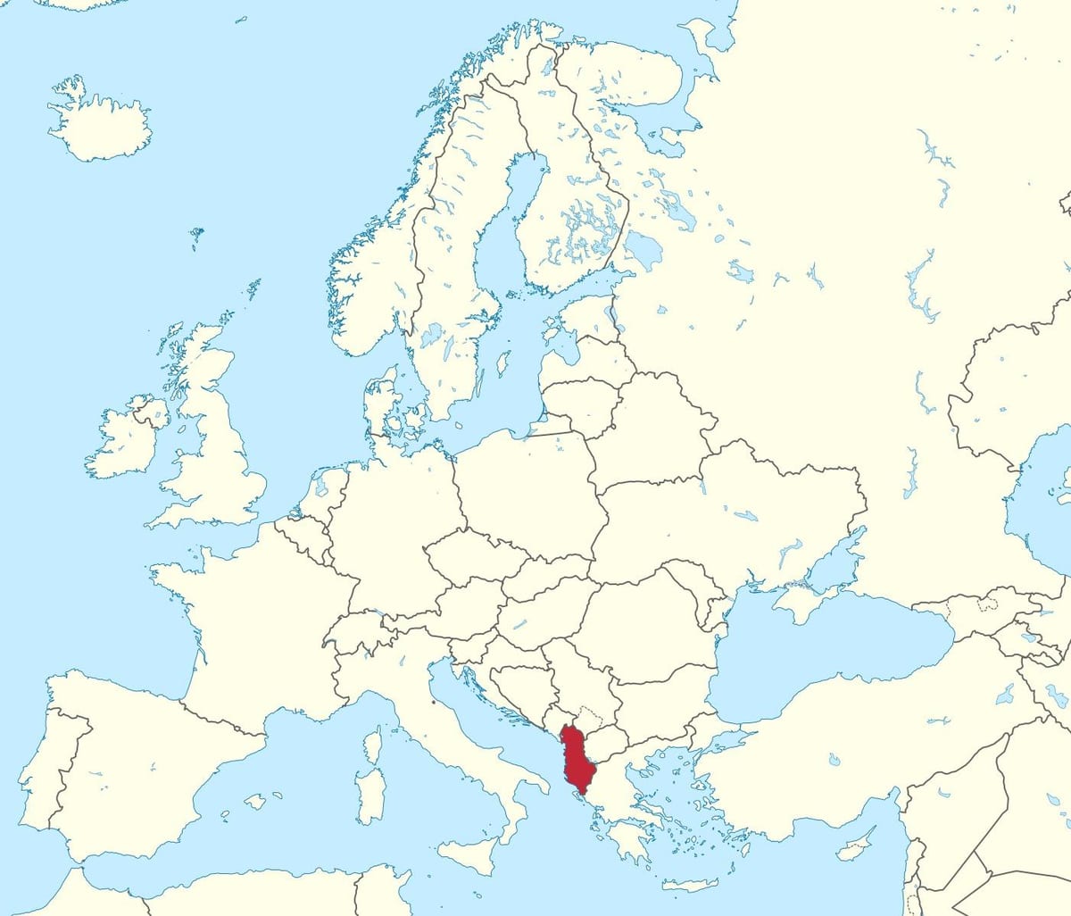 kaart van Albanië betreffende de europese