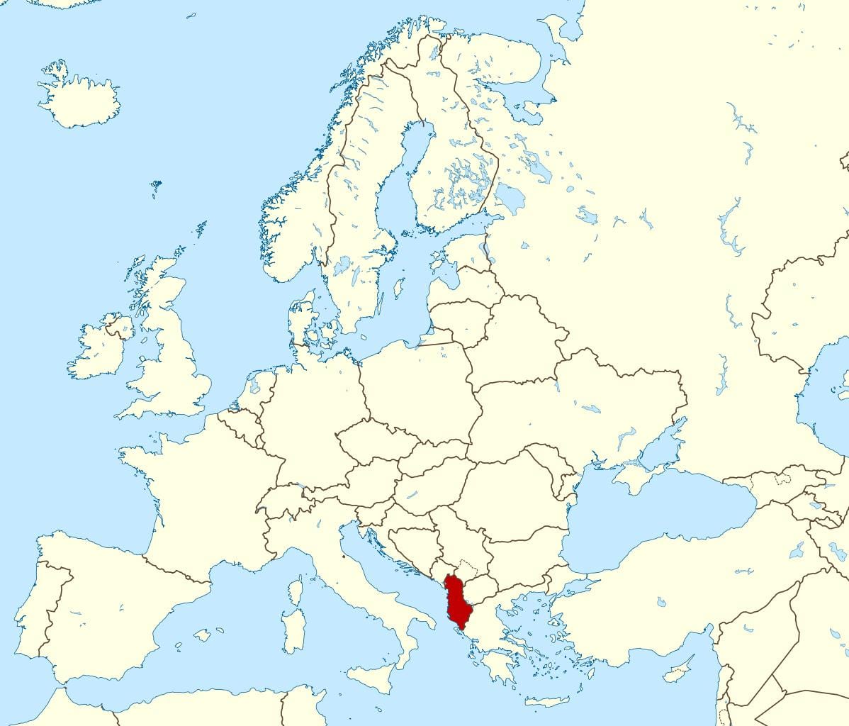 kaart van Albanië locatie op de wereld