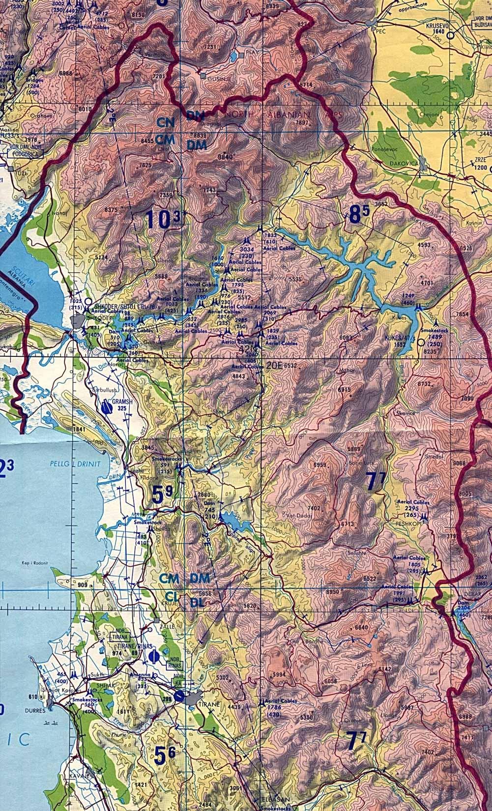 kaart van Albanië topografische