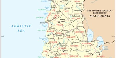 Kaart van Albanië met steden