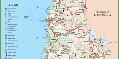 Kaart van Albanië toeristische
